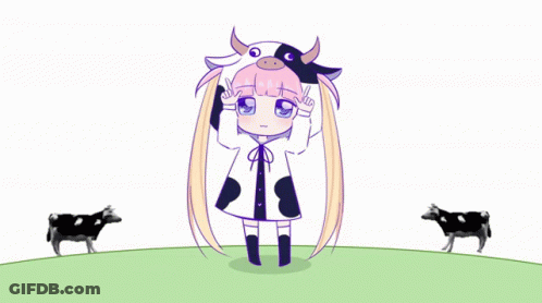 Girl In Cow Costume In Field GIF