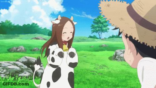 Girl In Cow Costume Next To Boy In Straw Hat GIF
