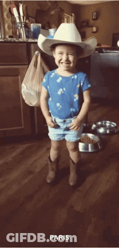 Girl In Cowboy Hat And Shorts GIF