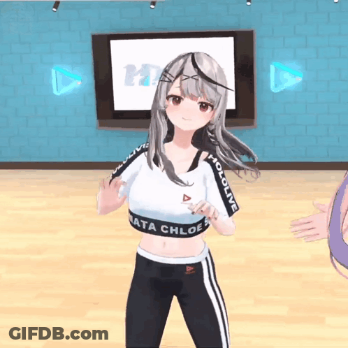 Girl In Crop Top With Hololive GIF