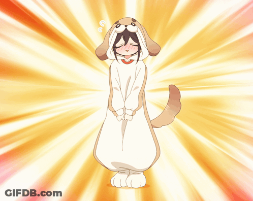 Girl In Dog Costume Standing In Bright Light GIF