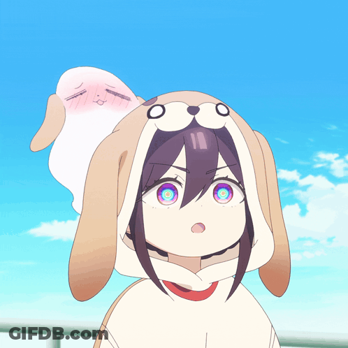Girl In Dog Costume With Ghost On Head GIF