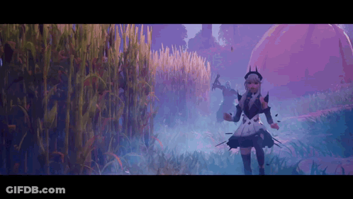 Girl In Dress Standing In Tall Grass GIF