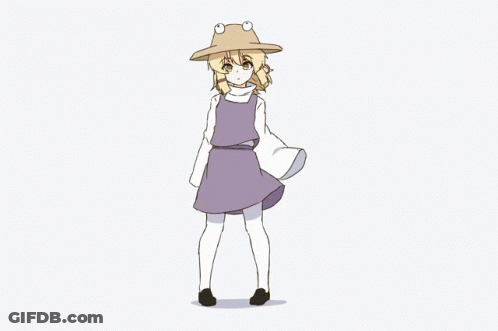 Girl In Frog Hat And Purple Dress GIF