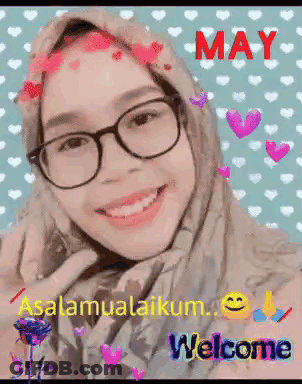 Girl In Glasses And Hijab Smiling Peace Sign GIF