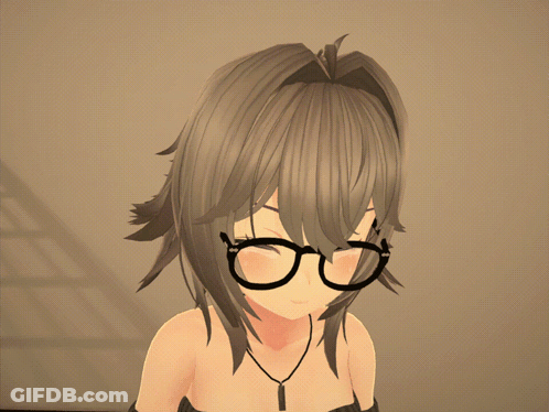 Girl In Glasses And Necklace Smiling GIF