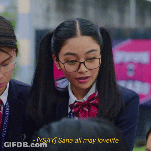 Girl In Glasses And Uniform Saying Sana All May Lovelife GIF