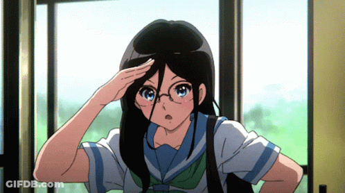 Girl In Glasses Saluting Out Window GIF