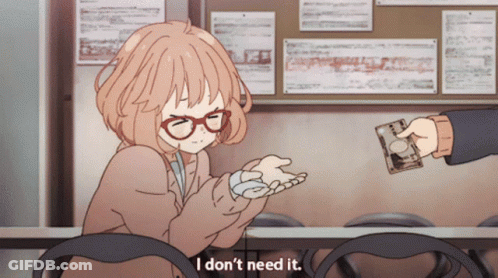 Girl In Glasses Sitting With Man Giving Money Saying I Don't Need It GIF