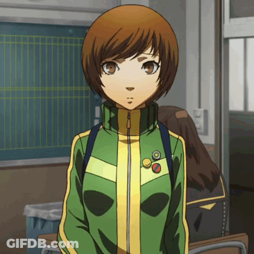 Girl In Green And Yellow Jacket With Yellow Circle GIF