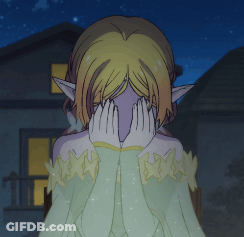 Girl In Green Dress Covering Face GIF