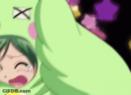 Girl In Green Frog Costume Crying While Flying GIF