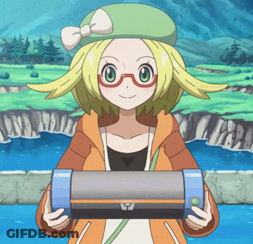 Girl In Green Hat And Glasses Holding Blue Object GIF