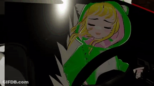 Girl In Green Hoodie Sitting In Car GIF