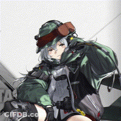 Girl In Green Jacket And Hat Holding Sword GIF