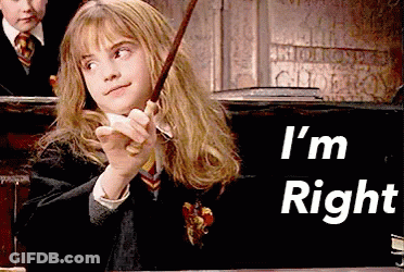 Girl In Harry Potter Costume Holding Wand Says I'm Right GIF