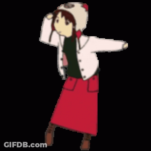 Girl In Hat And Red Skirt Pixel Art GIF