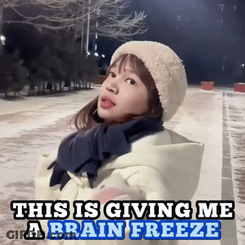 Girl In Hat And Scarf Brain Freeze GIF