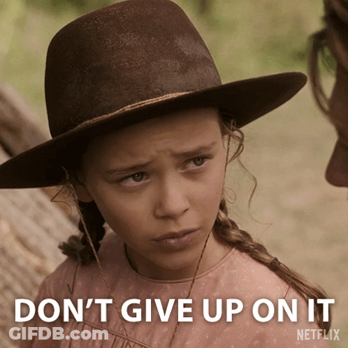 Girl In Hat Saying Don't Give Up On It GIF