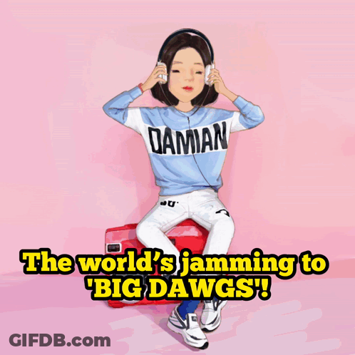 Girl In Headphones And Damian Shirt GIF