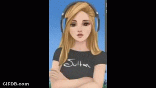 Girl In Headphones And Sultan T-Shirt GIF