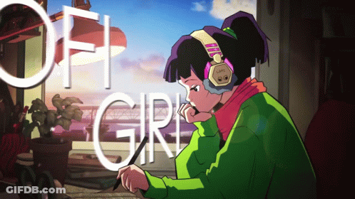 Girl In Headphones Looking Out Window Saying Oh Girl GIF