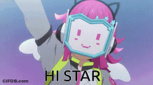 Girl In Headphones With Hi Star Mask GIF