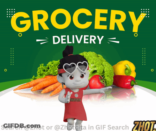Girl In Heart Shaped Sunglasses At Grocery Delivery Sign GIF