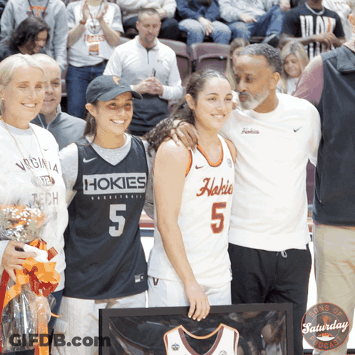 Girl In Hokies Jersey With Parents GIF