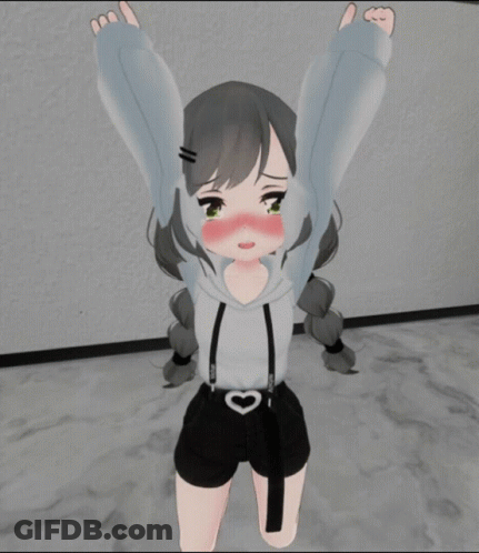 Girl In Hoodie And Shorts With Heart Belt GIF