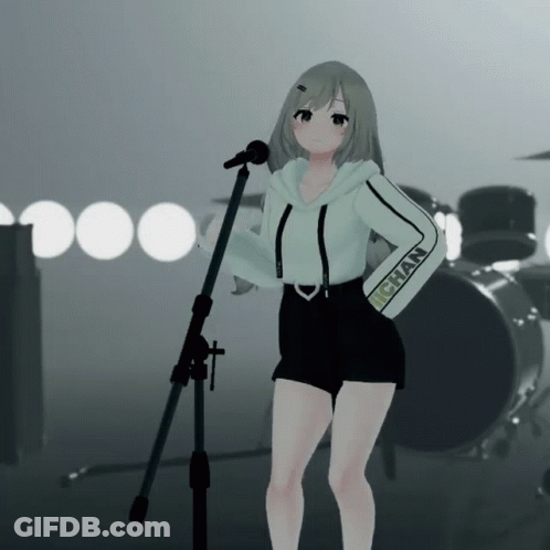 Girl In Hoodie Saying Ingchan At Microphone GIF