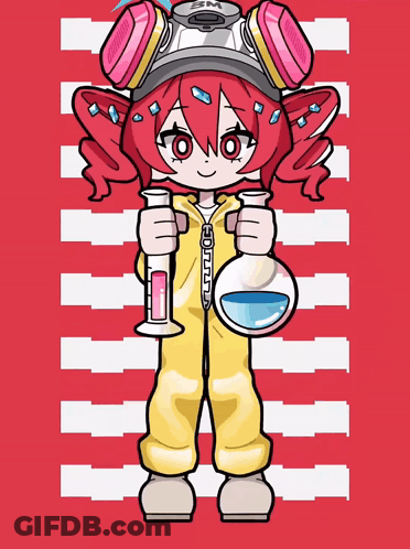 Girl In Lab Coat Holding Beaker And Test Tube GIF