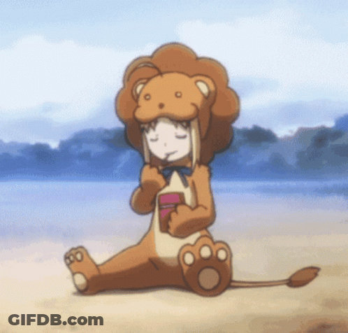 Girl In Lion Costume On Beach GIF