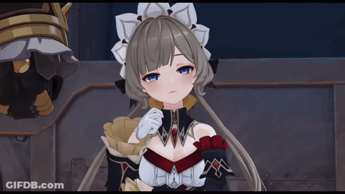 Girl In Maid Costume Holding Basket Of Food GIF