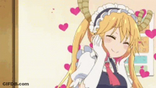 Girl In Maid Costume Smiling With Pink Hearts GIF
