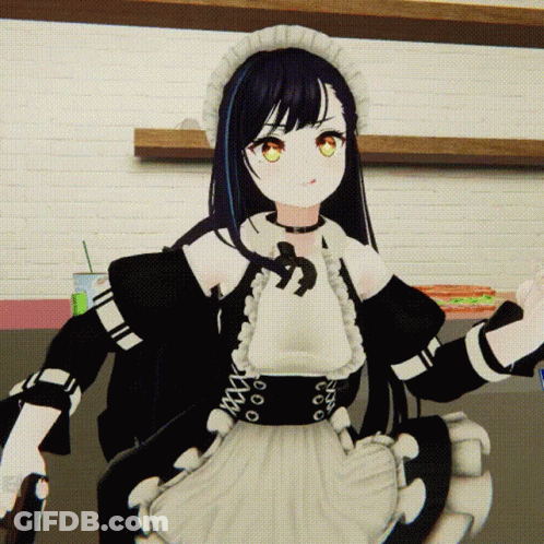 Girl In Maid Outfit Holding Gun GIF