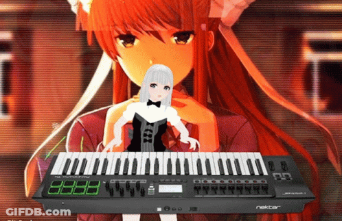 Girl In Maid Outfit Holding Nektar Keyboard GIF