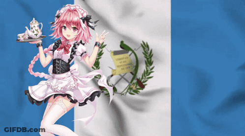Girl In Maid Outfit Holding Teapot And Cup GIF