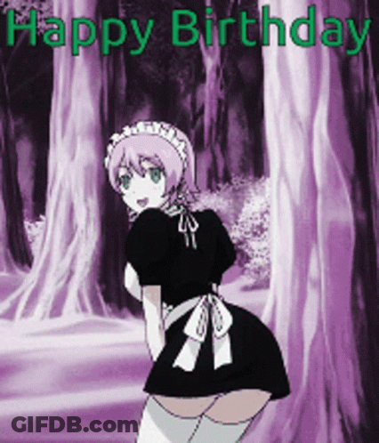 Girl In Maid Outfit Saying Happy Birthday GIF