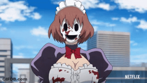 Girl In Maid Outfit With Netflix Mask GIF