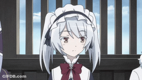 Girl In Maid Outfit With Red Bow GIF