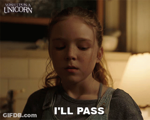 Girl In Overalls Says I'll Pass GIF
