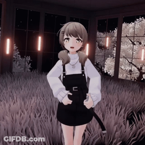 Girl In Overalls Standing In Field GIF