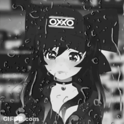 Girl In Oxxo Hat Standing In Rain GIF