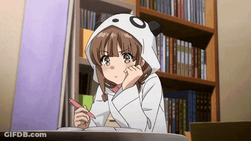 Girl In Panda Hoodie Writing In Notebook GIF