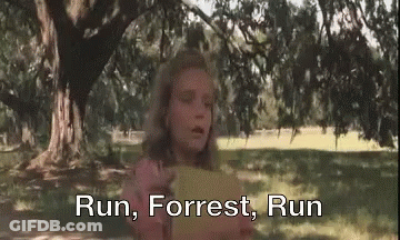 Girl In Park With Run Forrest Run GIF