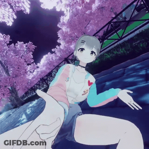 Girl In Pink And Blue Jacket With Heart GIF