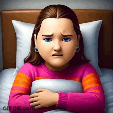 Girl In Pink And Orange Sweater Lying In Bed GIF