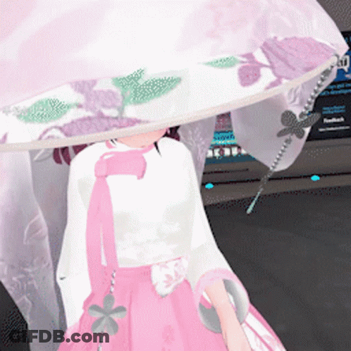 Girl In Pink And White Dress With Flower Hat GIF