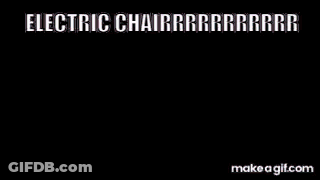 Girl In Pink Box Labeled Electric Chair GIF